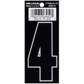 Hillman Die-Cut Number, Character: 4, 3 in H Character, Black/White Character, Black Background, Vinyl 839618